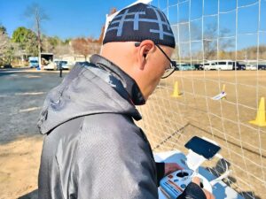 「目視内限定変更」モニター飛行訓練です