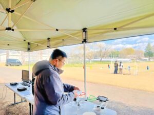 「実技」「シュミレーター」「飛行前点検」と3ブース