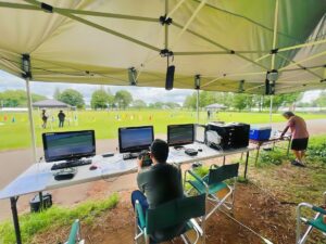 「実地訓練」「フライトシュミレーター」「飛行前後点検」3つのブース